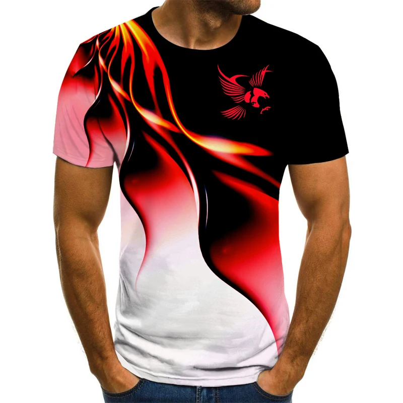 2023 Модерна Лятна Мъжка тениска с къс ръкав и 3D принтом Орел, Дишаща тениска на уличном стил с принтом Панел, Мъжки 6XL