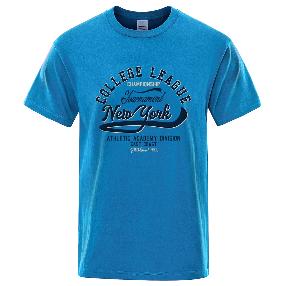 Колеж Лига Ню Йорк Атлетик Източното Крайбрежие На Тениски, Мъжки T-Shirt Лятна Широки Дрехи Свободна Памучен Тениска Оверсайз Улични Меки Върхове