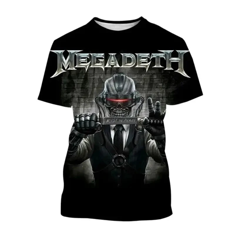 3D Модна Тениска с принтом Megadeth за Мъже И Жени в стил Хип-Хоп, Тениска с къс ръкав и кръгло деколте За Момчета, Ретро Топ, на Хладно Мъжки дрехи
