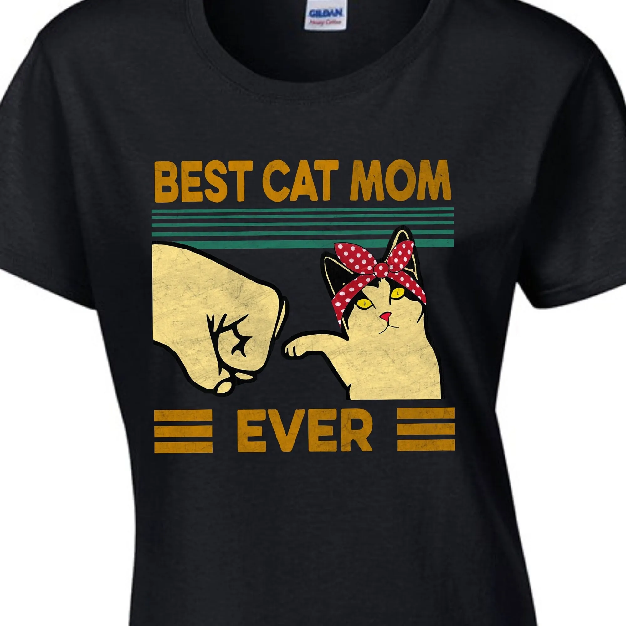 Най-добрата тениска за майка-котка, пухкави женски топ за момичета Paws Влюбените Mommy