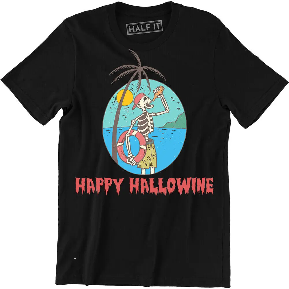 Честит джентълмен на Хелоуин, скелет, пие вино, реколта риза на Хелоуин, на тениска