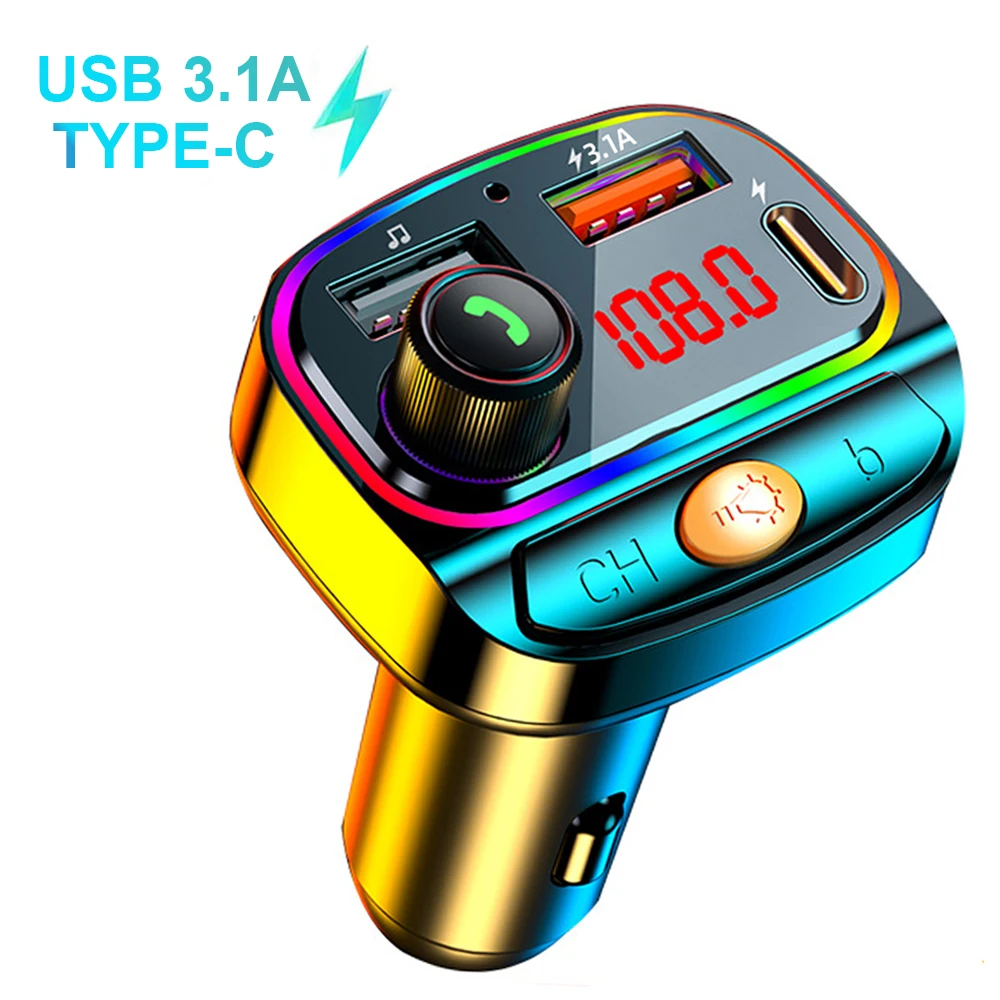 Bluetooth FM модулатор USB 3.1 A FM трансмитер за бързо зареждане Адаптер автомобилното радио Поддръжка на безжичен високоговорител Възпроизвеждане с U-диск TF карта