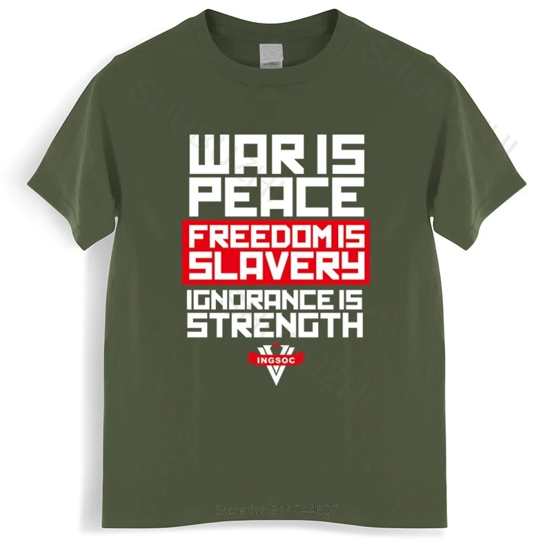 Нова дойде мъжка тениска със слоган Ingsoc Джордж Оруел 1984 Голям Брат на Социализма Войната е мир нова мода мъжка тениска тениска
