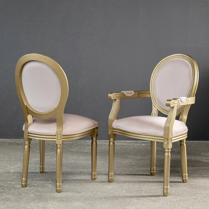 Златисто-бежово-трапезни столове от дърво в скандинавски стил с ретро дизайн, ергономични мебели Sedie Sala Da Pranzo