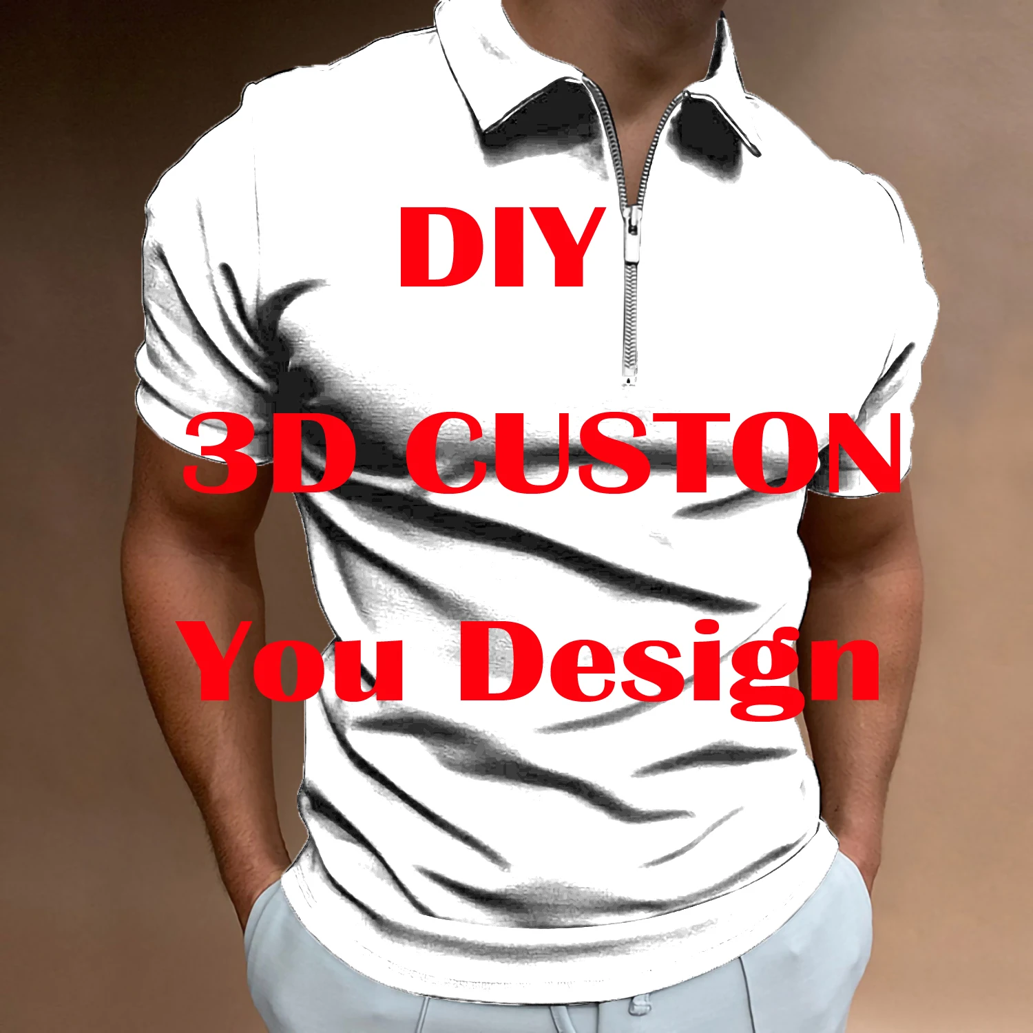 Направи си Сам поръчка на 3D принт Поло с цип Риза с къс ръкав Дамски за мъже Риза с къси ръкави Директен доставка