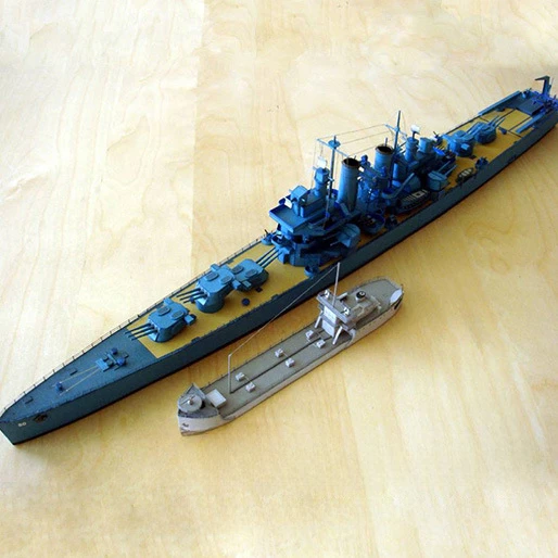 1/400 на американския лек крайцер Helena & Y-75 Петролен танкер, 3D книжен модел