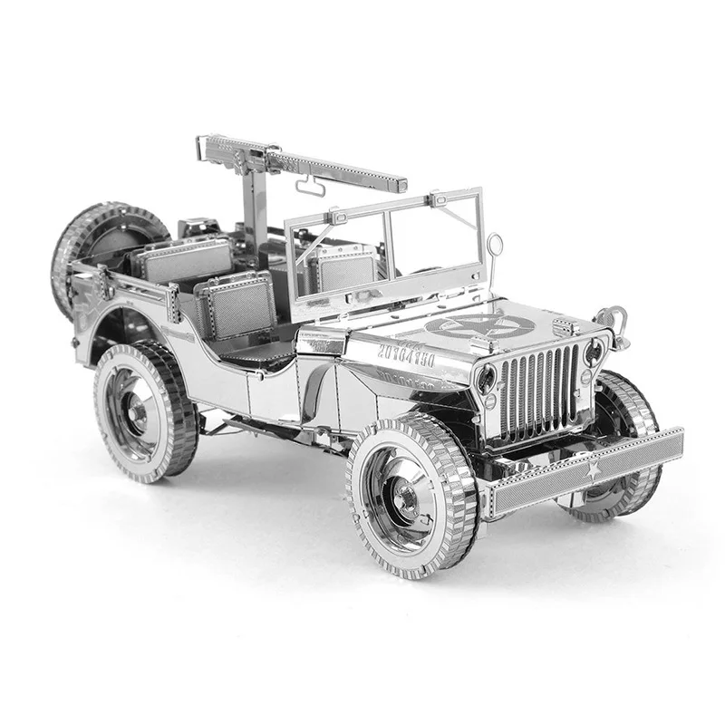 Коледни занаяти 3D Метални Стереоскопични модели на Строителни блокове Уилис Jeep New Пъзел Boys Grils Подарък