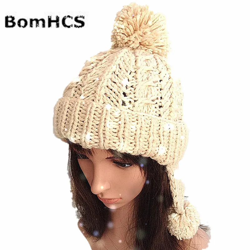 Модерен дамски зимни топло ушна куплунг, вязаная шапка, 100% Ръчна изработка, мека вязаная шапка, шапка Лей Фън Cap