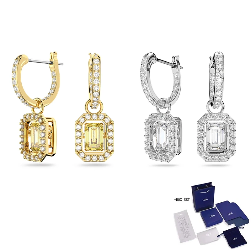 2023 Горещи Продажба Мода SW Нови Обеци в формата на капки вода MILLENIA Бижута от прозрачно злато с кристали, Висококачествени бижута, подаръци за жени