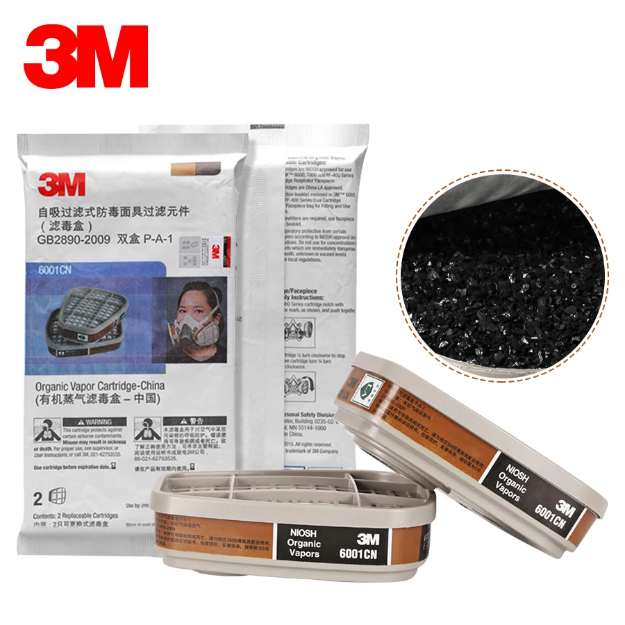Маска на 3M филтрира 6001 Прах Органични газове Химични бои Съвместими със смола маски за лице 6200 7502 6800 Промишлени маска
