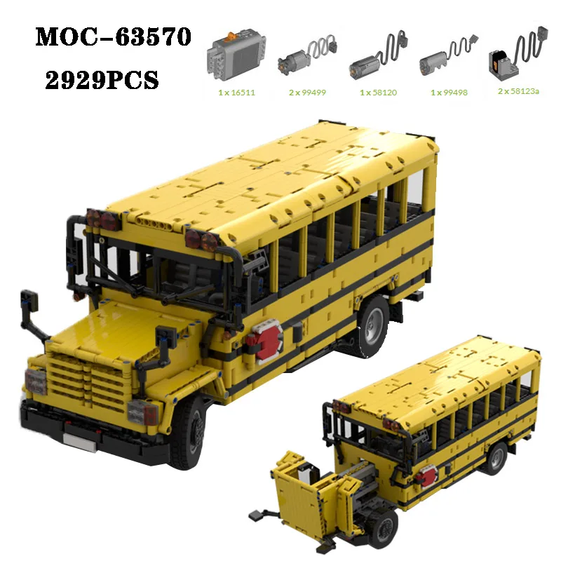 Класически MOC-63570 Училищен автобус 23 местен висок клас реставрационни детайли 2929ШТ срастване модели на играчки за възрастни и деца, подарък за рожден ден
