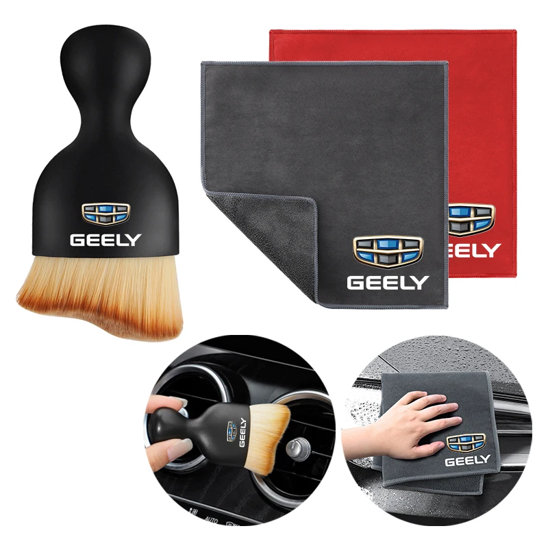 Мека четка за почистване на салон на автомобил с двустранно плюшено впитывающим кърпа Почистващи средства за Geely Atlas Coolray Mk Boyue NL3 EX7