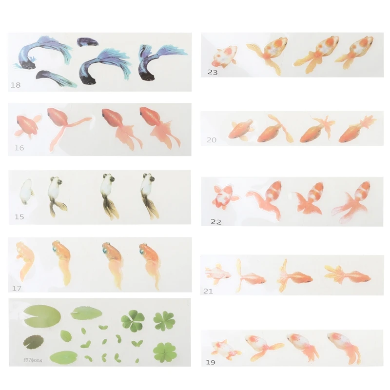 3D Стикер за Рисуване Риби Кои Златната Рибка Етикети с 3D Ефект на Езерото Koi Прозрачен Филм Пълнител за Смола САМ Art