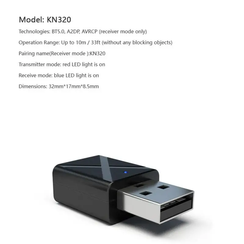 Аудиоприемник-предавател, Bluetooth 5.0, мини-AUX жак 3.5 мм, стереотранслятор Bluetooth за телевизор, КОМПЮТЪР, кола, безжичен USB адаптер