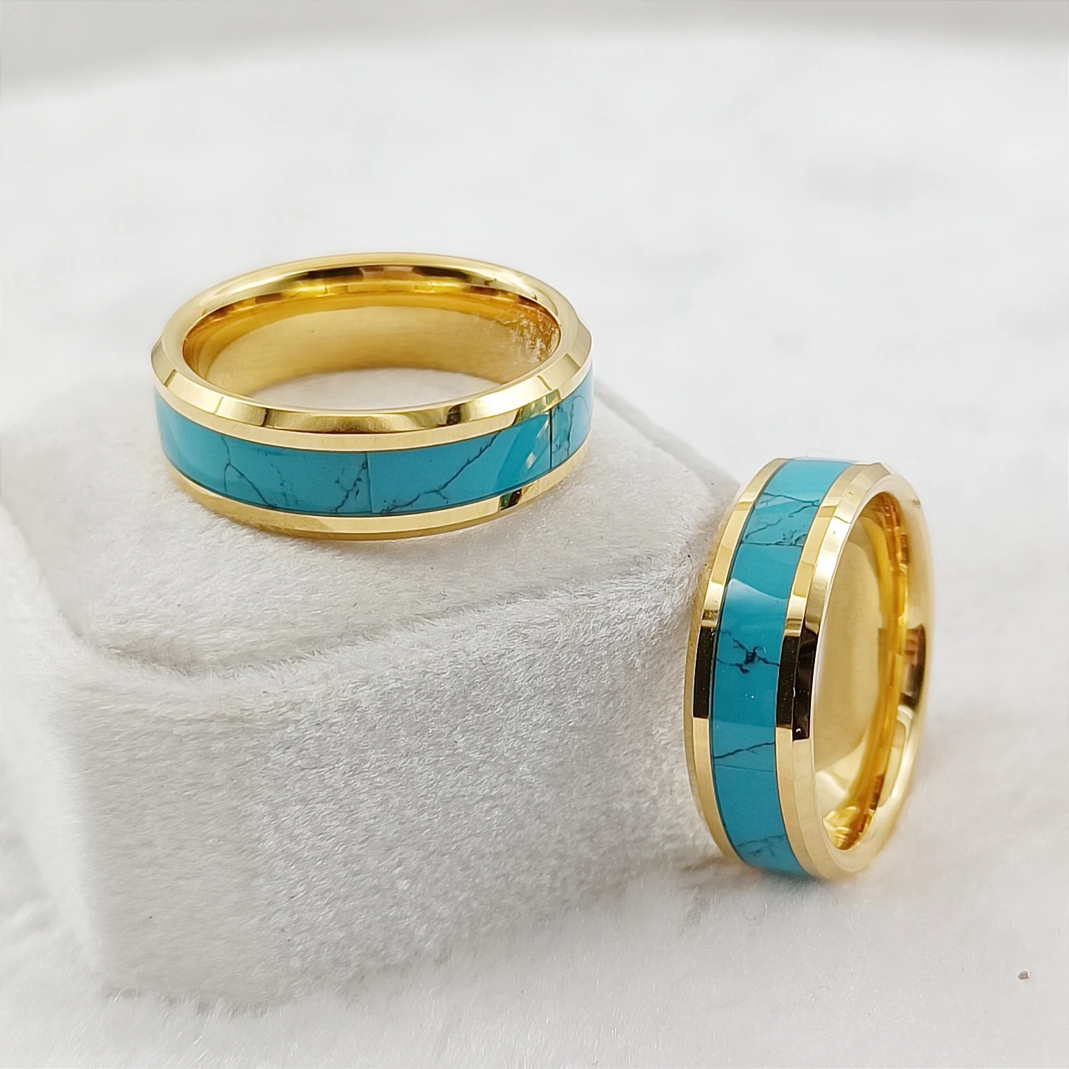 Дизайнерски пръстени от волфрамов карбид за мъже, момчета, Синя тюркоаз, Годишнина от сватба, Пръст на ръката, Модно Бижу пръстен