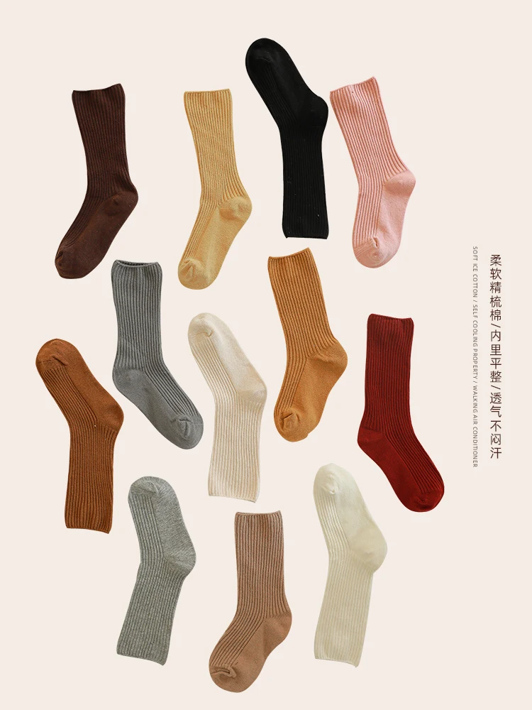 Чорапи за момичета, пролет-есен, нови детски чорапи, модни чорапи в ярки цветове за деца, чорапи със средна дължина