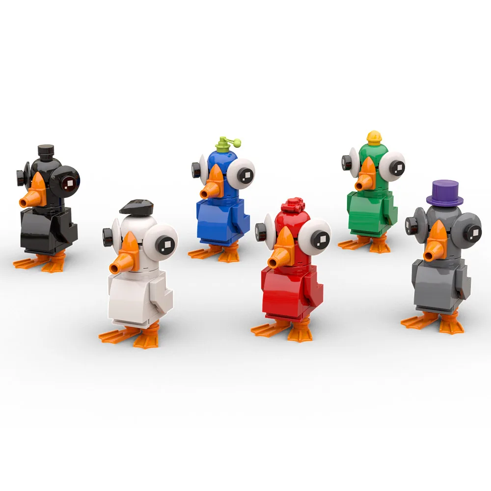 BuildMOC Cartoony гъска-Gooses Duck Game Строителни блокове, Ченгета и убитите Слот вълци Дизайнерски тухли Модел Детски подарък за рожден ден