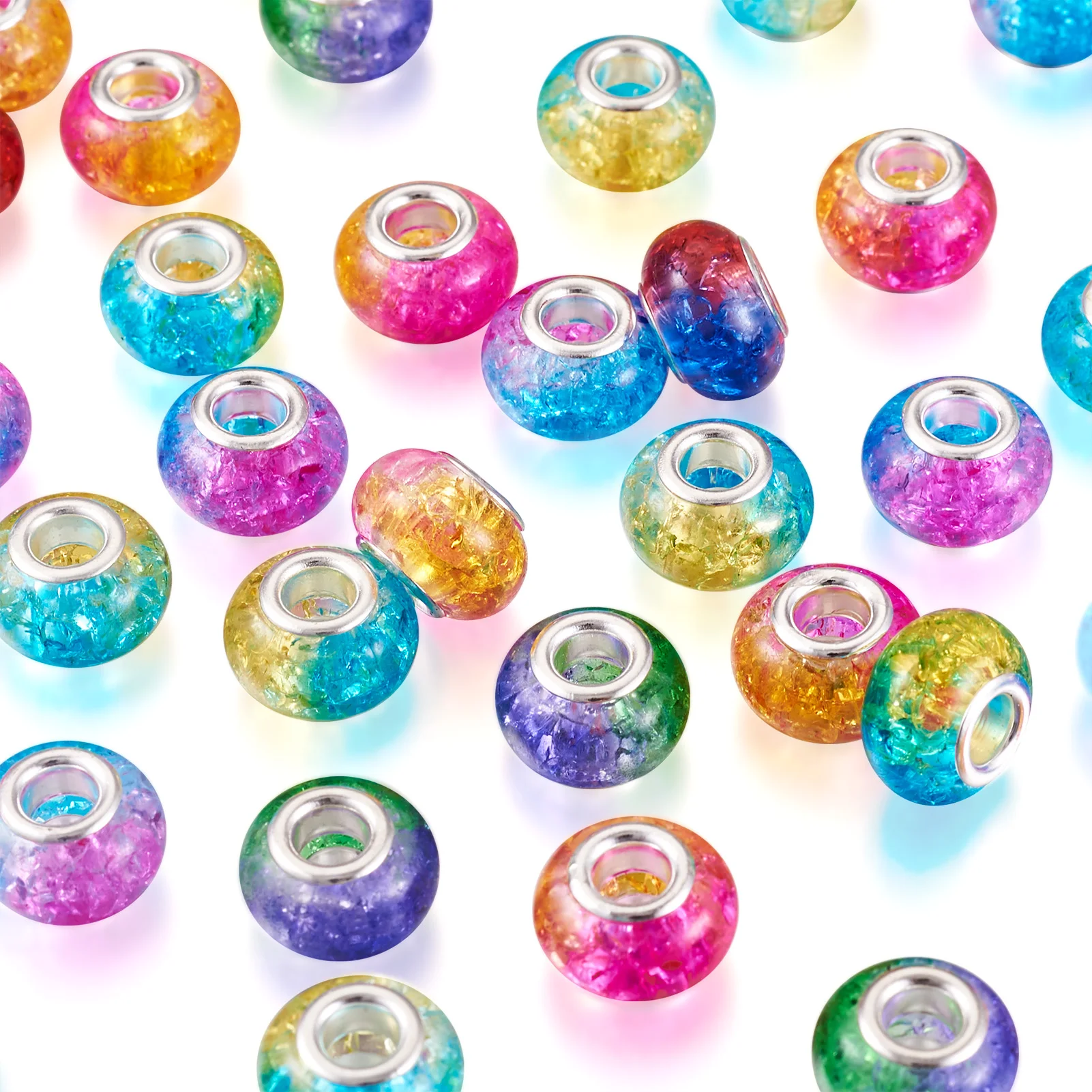 100шт Цветни Европейските мъниста от смола с голяма дупка, свободна распорная топчета Rondelle за гривни, колиета, бижута със собствените си ръце