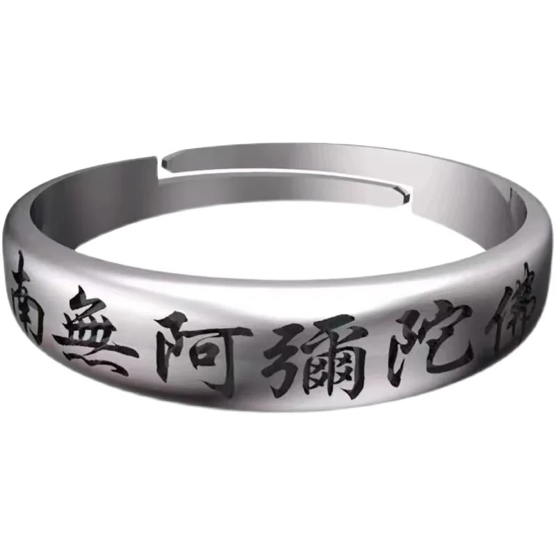Просто винтажное пръстен на Буда Намо Амитабха Мъжки бижута Регулируема Ретро Мъжки пръстен S925 Сребърни Бижута Аксесоари за показалеца си