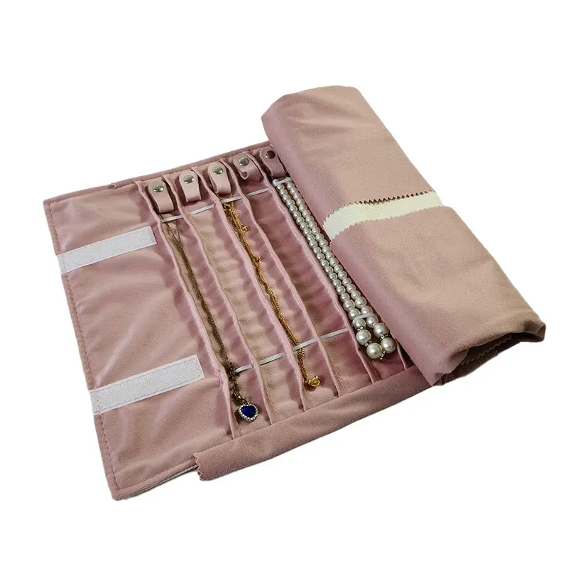 Сив Вътрешната розова чанта за пътни бижута, изкуствена кожа, колие, органайзер за гривни Pedant, сгъваема витрина за бижута за домашно съхранение