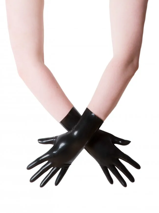 Ръкавици от латекс, каучук 1,0 ММ, черни къси ръкавици от латекс, каучук, Висококачествена Латексова рукавица Черно M