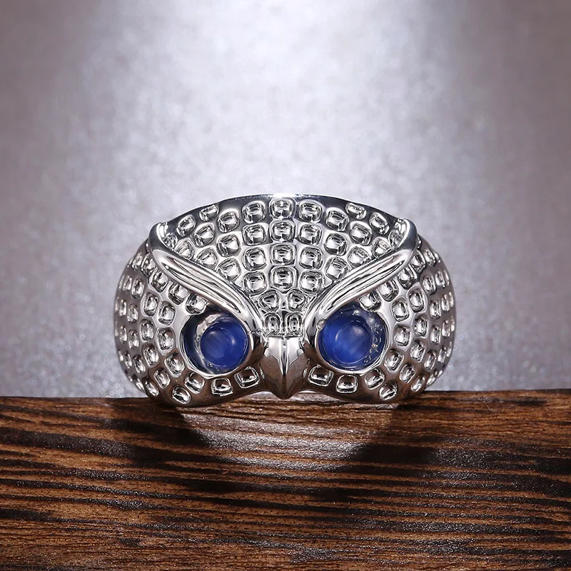 Пръстени Женски венчален пръстен Sz 6-10 Сребърен цвят, бижута, Скъпа Бухал, синьо 