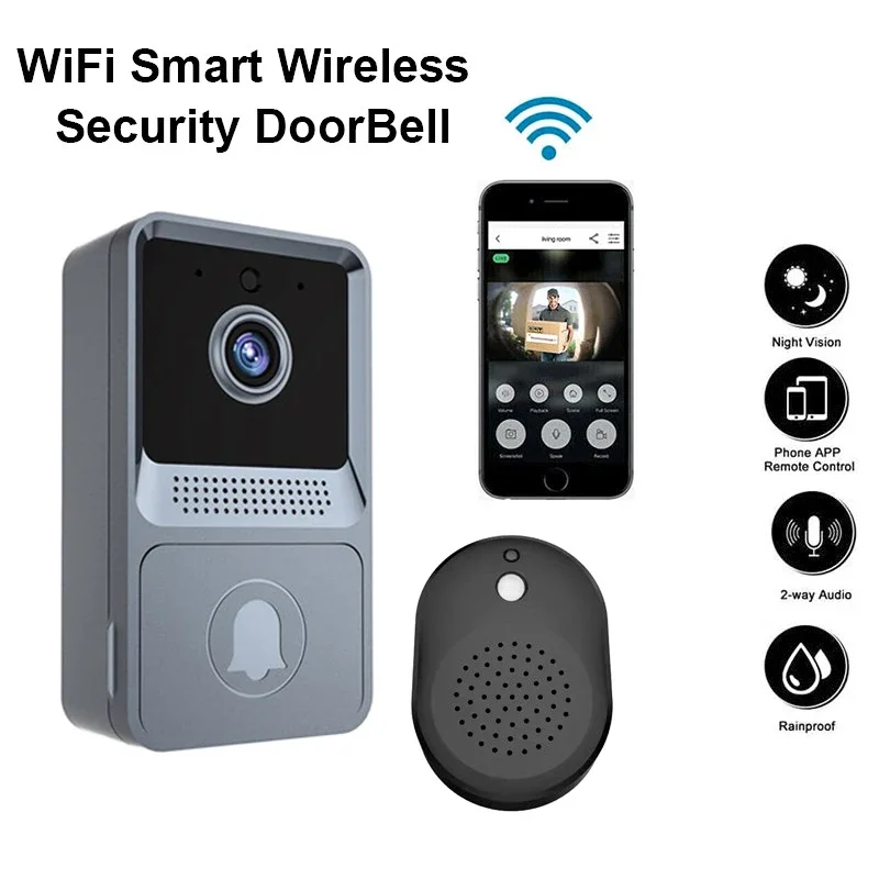 Нов Умен Домашен Звънец WIFI Камера Видеотелефон Безжичен Звънец за Сигурност на HD видео домофон Нощно Виждане За Апартаменти