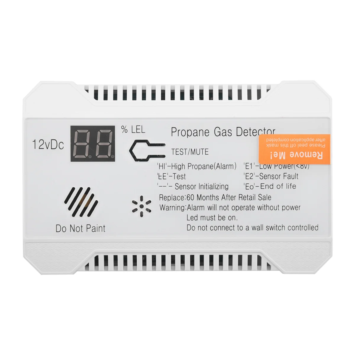 Детектор за пропан, сензор за природен газ LPG 12, аларма изтичане на 85 DB сирена за автомобил, дом на колела, цифров тестер пропан (бял)