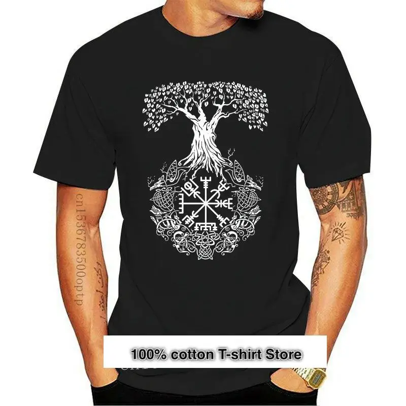 Nuevo Yggdrasil camiseta негър celtas vikingos mundos Ash Vegvisir colgante germánica Один camiseta de gimnasio