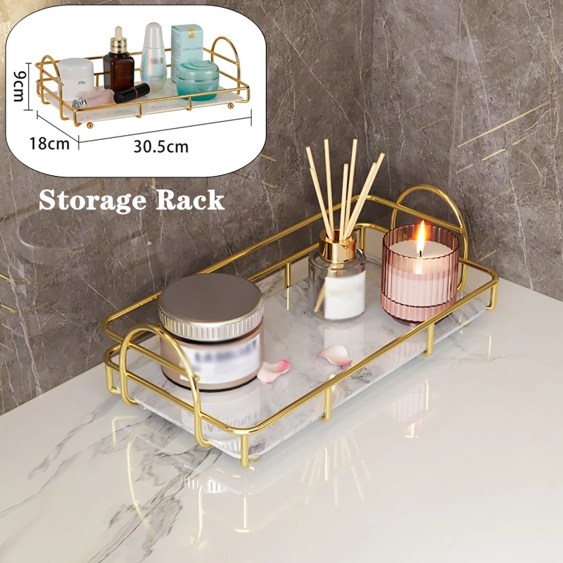Рафтове за съхранение в банята с Голям Капацитет на Двойна Iron Арт-Скандинавски Багажник за баня, Рафтове за съхранение червило, Парфюм, козметика