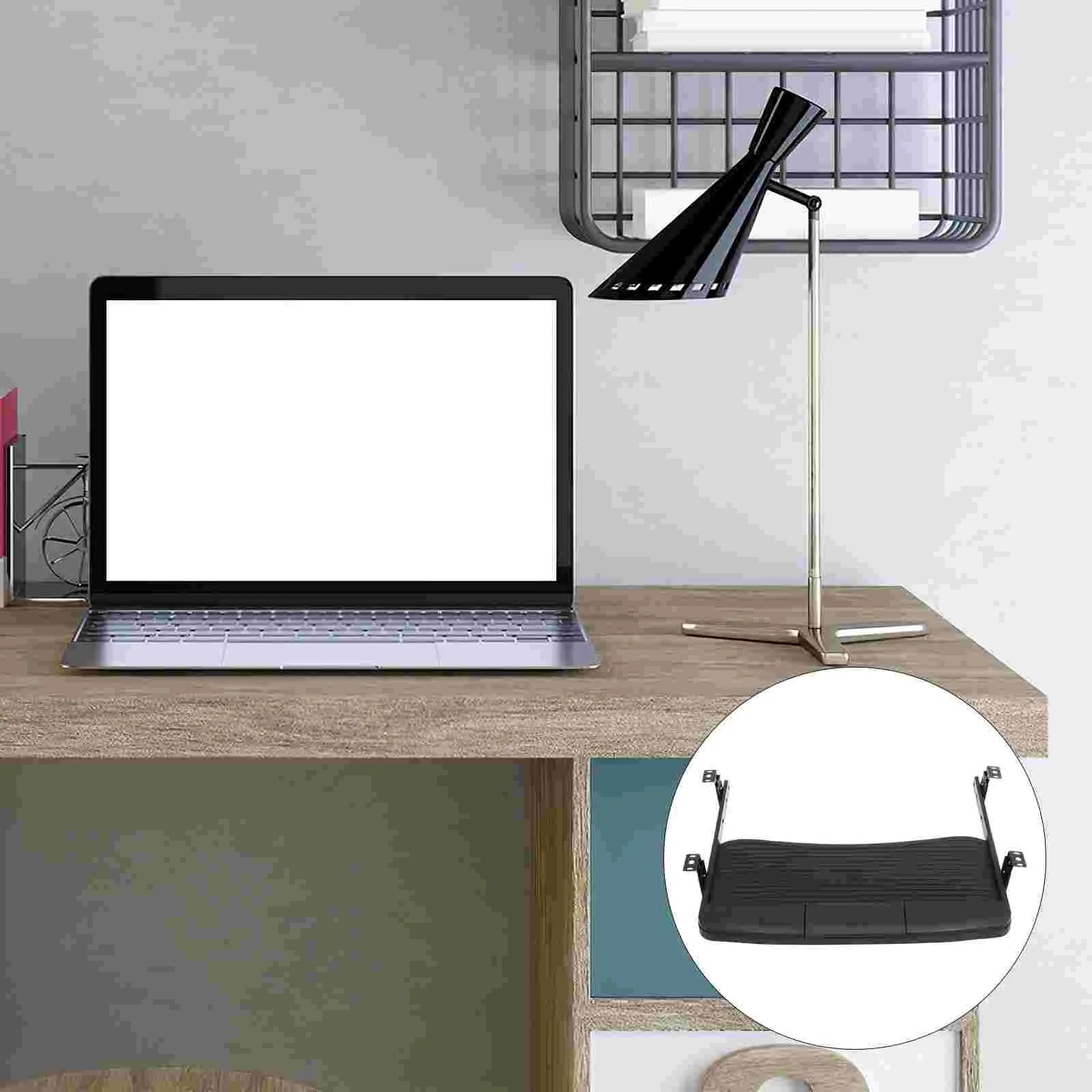 Прибиращ компютърна клавиатура Регулируема поставка Платформа за офис на мишката Тава чекмеджето с дръжка Удължител въртящи разпоредби