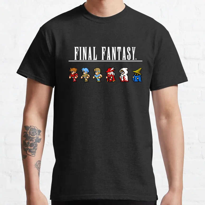 Final Fantasy All FF PIXEL СПРАЙТ Видеоигри тениска за мъже Реколта Тениска С къс ръкав Тениска от 100% Памук С Принтом