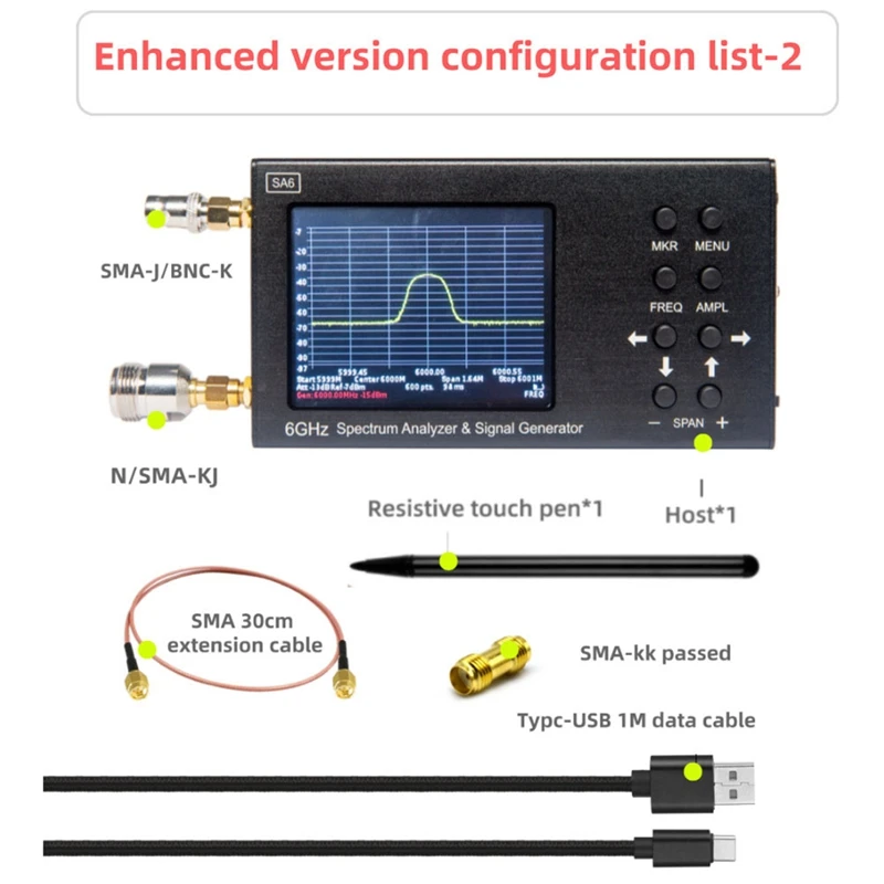 Основен спектрален Анализатор SA6 6 Ghz Генератор на сигнали SA6 35-6200 Mhz Тестер на сигнала на Wi-Fi 2G 4G LTE, CDMA, GSM Beidou GPRS GLONASSS