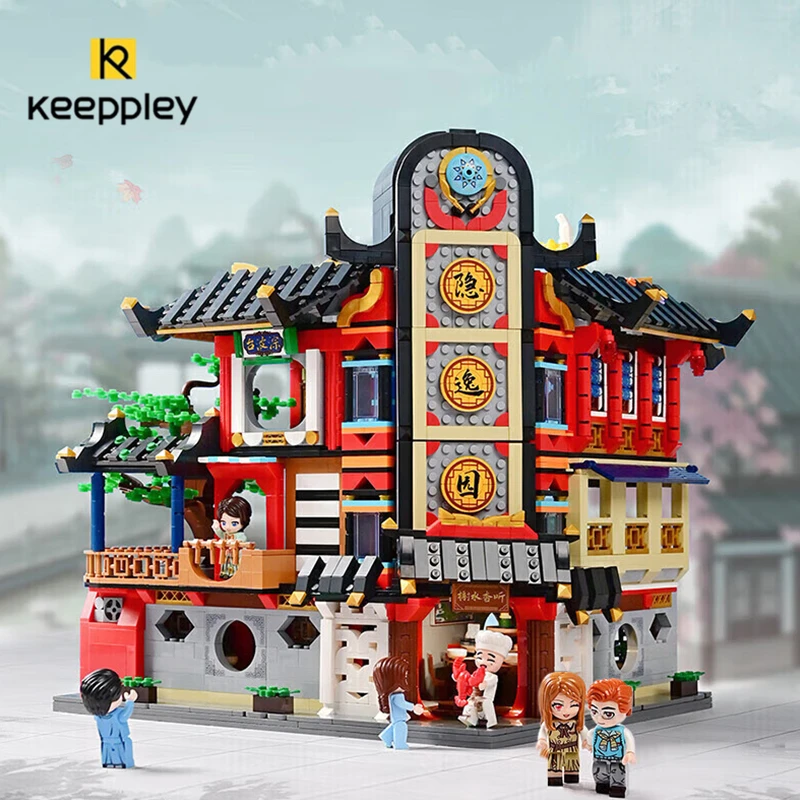строителни блокове keeppley, нова серия улични сцени в китайски стил, Jiangnan garden, играчки за сложни splice, подарък kawai за рожден ден