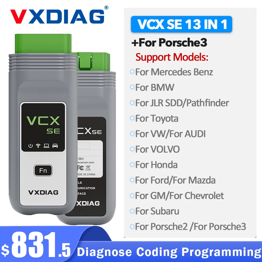 VXDIAG VCX SE 13 в 1 за Всички модели Автомобили OBD2 Скенер DoIP Средство за Диагностика на VW Benz BMW JLR Ford ECU Кодиране, Програмиране J2534