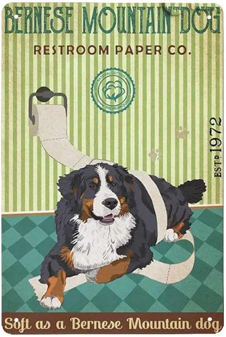 Забавно ретро Bernese mountain dog Тоалетна хартия за кучета Лидице знак Ферма Баня Творческа обстановка баня