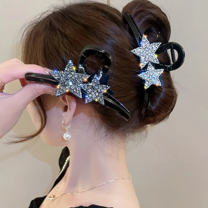 Новата реколта шнола за коса във формата на сияйна кристал звезди, Модни Акрилни щипки за коса, Щипки за коса, дамски аксесоари за коса, шапки