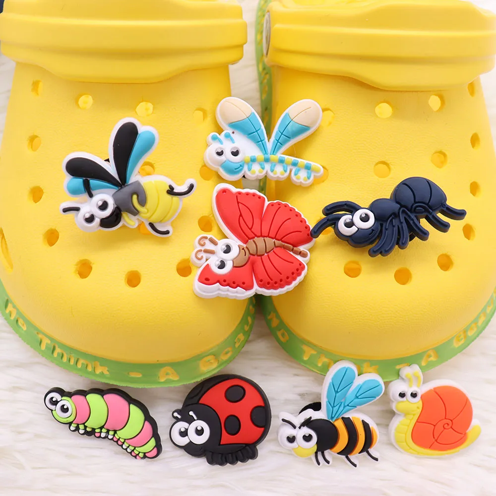 Микс 50шт PVC Kawaii карикатура животно, насекомо, Бръмбар, водни Кончета, Мравка, пеперуда, охлюв, Комар градина окачване обувки ключалката украса