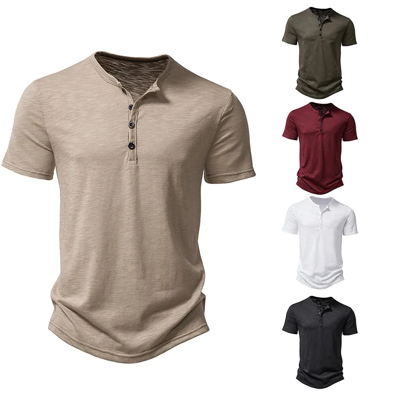 Мъжка тениска с къс ръкав, риза с къси ръкави от бамбуково памук, мода мъжка тениска с къс ръкав