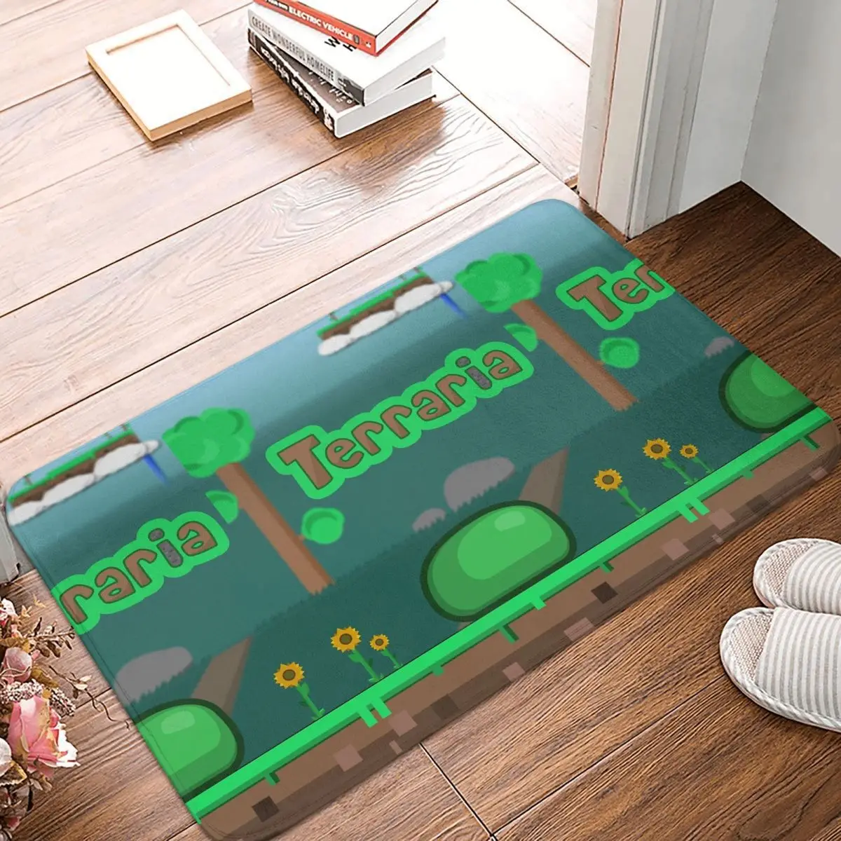 Нескользящий килим за баня с зелена слуз Terraria, подложка за спални, поздравителна напитка, мат, мат за декорация на пода
