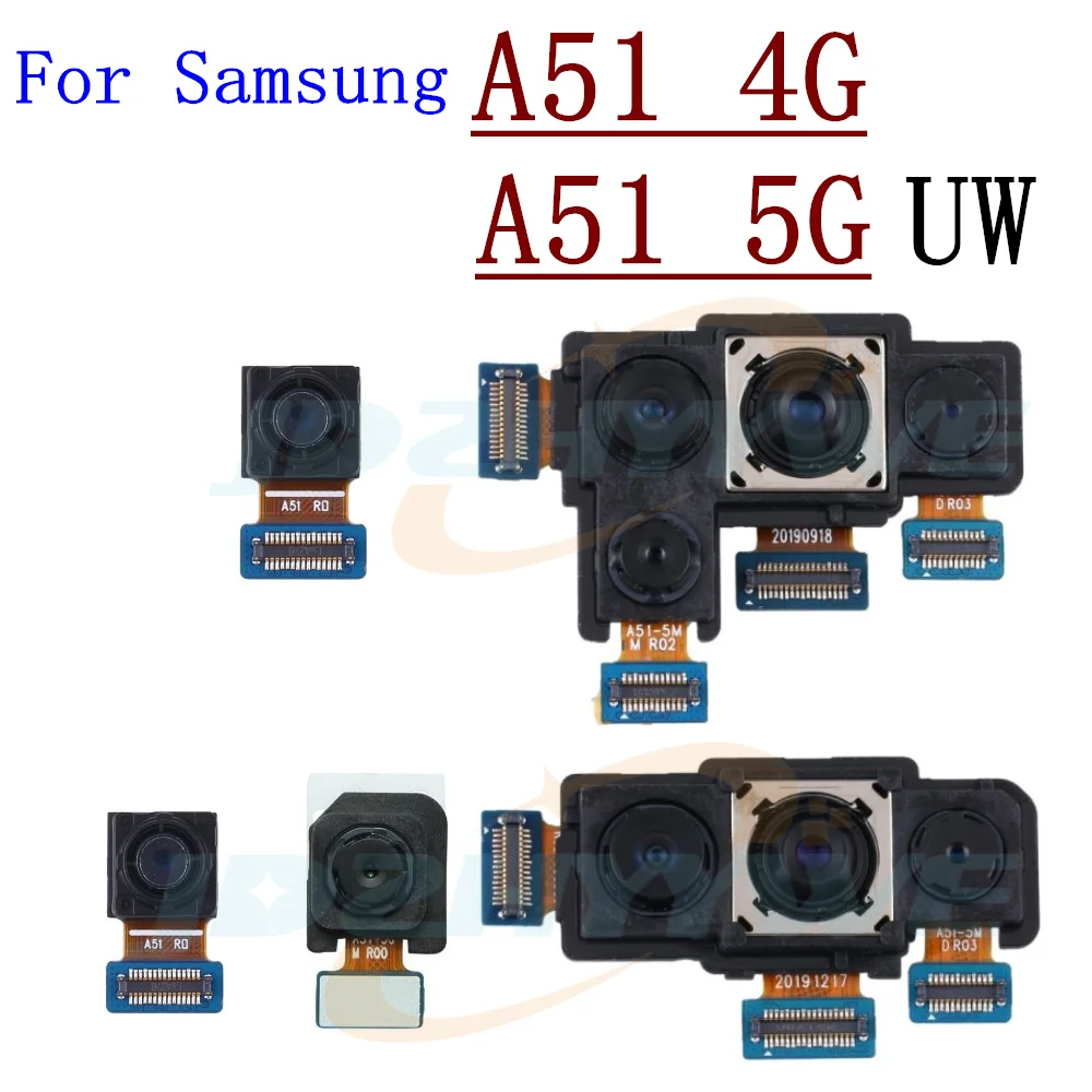 Предна Камера за Обратно виждане За Samsung A51 4G 5G UW A515F A516N A516F A516V Задната Голяма Основната Камера Модул Гъвкав Кабел, Резервни Части