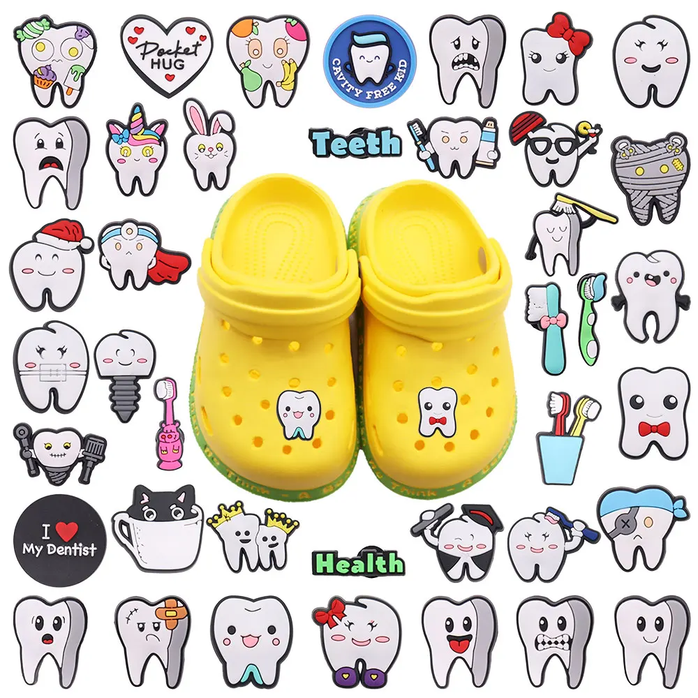 1бр PVC Зъби Заек Здравето на зъбите Детски Ключодържатели за обувки, бижута с катарама от кариес, подходящи подаръци Croc Jibz за рожден Ден
