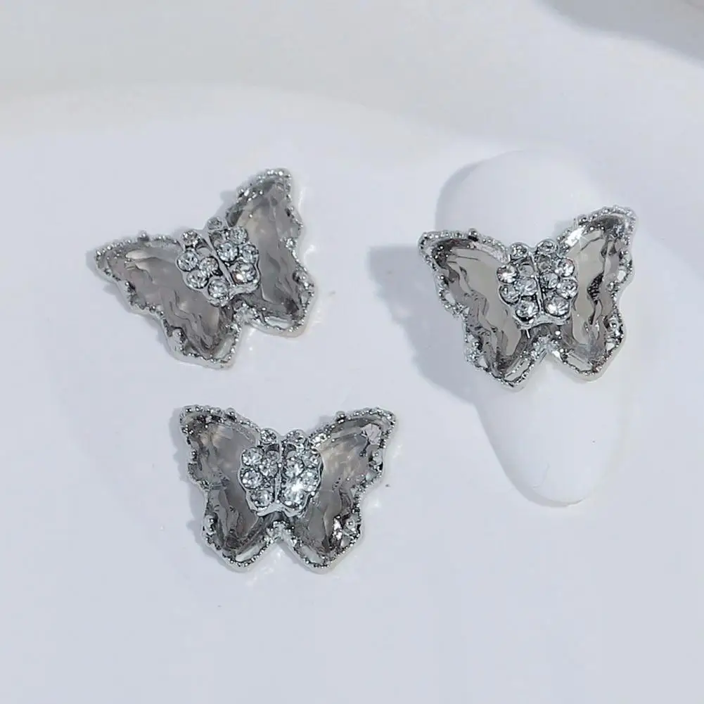 Дизайн на ноктите с пеперуди, атрактивни двуслойни декорация за нокти с пеперуди, искрящи кристали, художествени декори за жени, 10 бр. Прозрачен