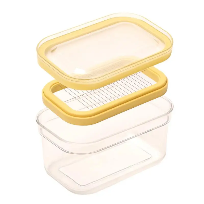 Съд за мазнина е Запечатана кутия за съхранение на прясно масло С нож за нарязване на кухненски инструменти Опаковка масло Ястие за плотове