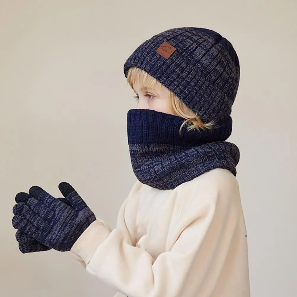 Комплект детски шапки, шалове и ръкавици, вязаная топло за врата, уютни зимни стоки от първа необходимост, комплект детски шапки, шалове и ръкавици от 3 теми, идеален комплект за унисекс